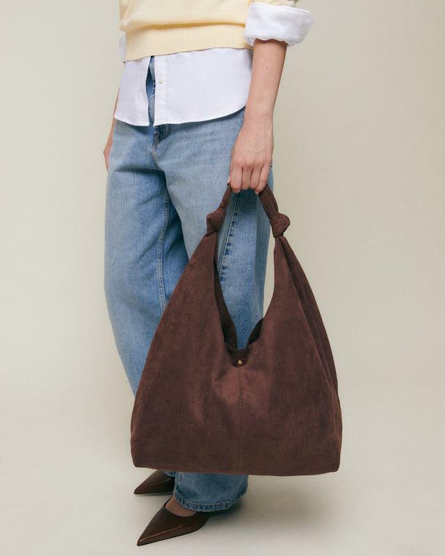 Pologi-1 Große Hobo-Tasche in Wildlederoptik mit herausnehmbarem Kulturbeutel