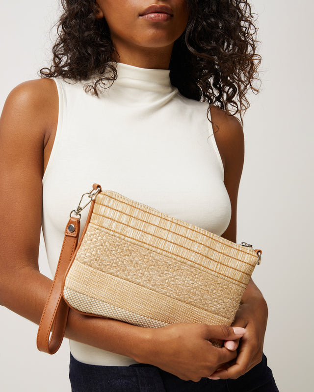 Senito small crossbody bag with raffia effect
