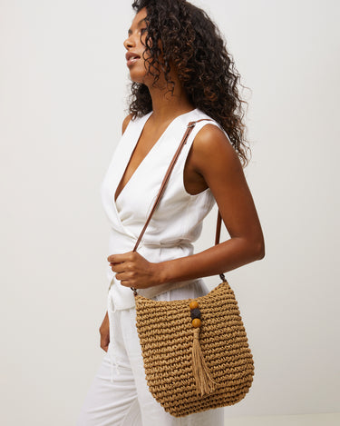 Tillian bolso bandolera efecto rafia con detalle colgante 