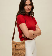 Tillian bolso bandolera efecto rafia con detalle colgante 