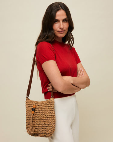 Tillian bolso bandolera efecto rafia con detalle colgante 