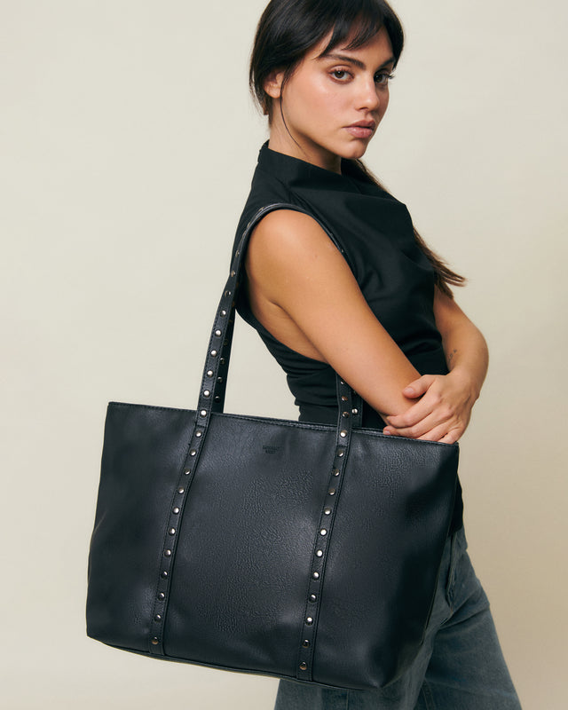 Borsa shopper media con tracolla logata Donna, Nero | Milano Borsa shopper media con tracolla logata Donna, Nero | Milano